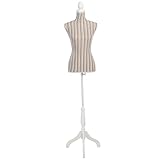 Giantex Female Mannequin Torso Body Dress Form with White Adjustable Tripod Stand, 51.2''-66.2'' Adjustable Height Non-Straight Pinnable for Pants Clothing Dress Jewelry Display (Gray)