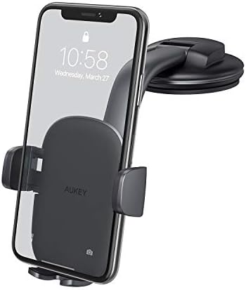 AUKEY Car Phone Mount [Strong Suction] Windshield Dashboard Car Phone Holder Anti-Shake 360 Degree Rotation Compatible with iPhone 11 Pro Max/11/XS Max/XS/8 and More