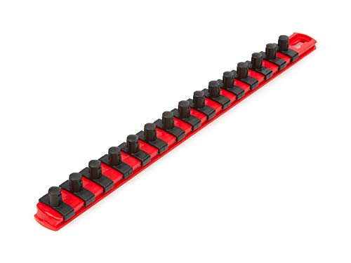 TEKTON 3/8 Inch Drive x 13 Inch Socket Rail, 15 Clips (Red) | OSR12115