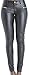 Unko Womens Slim Fit Embroidered Faux Leather Zipper Feet Pants