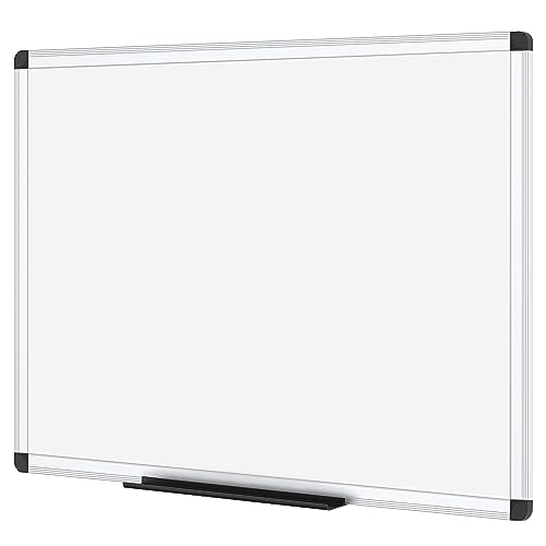 VIZ-PRO Magnetic Whiteboard 60 x 45 cm, Dry Erase White Board with Pen Tray, Silver Aluminium Frame, Dry Wipe Writing Board for Office, Home & School