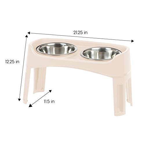 IRIS USA Large Elevated Pet Feeder with Attachable Legs and 2 Stainless