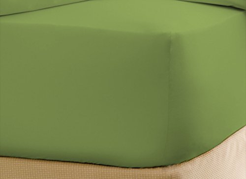 500-Thread-Count Egyptian Cotton Super Soft Extra Deep Pocket Fitted Sheet/Bottom Sheet King/Eastern King Solid Sage Fit Up to 21" inches Deep Pocket Fully Elastic All Around