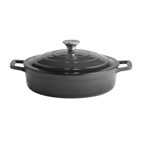 APS 88305 5 STARS Roasting Dish with Lid Cast Iron Suitable for Induction Cookers Oven Safe with Lid Holder Diameter 28 cm 3 Litres Anthracite