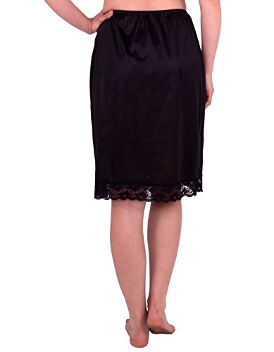 Under Moments Classic Vintage Half Slip with Lace Details 23" (Black-XL)