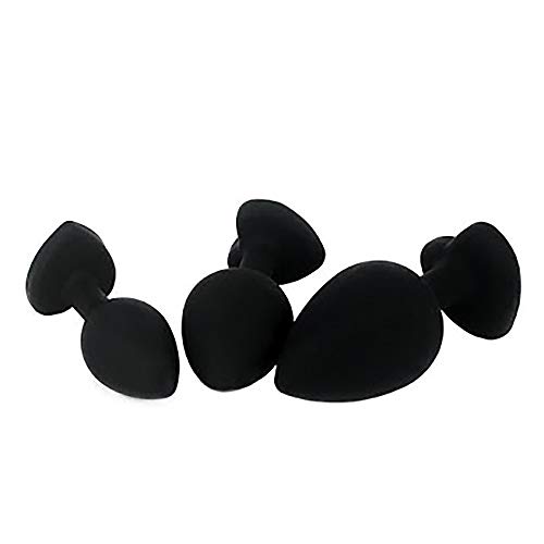 Set of 3 - Bu~tt P~lu~g T-bar Base - Silicone Toys - Erotic Games Role Play - Jeweled Stimulator Toys for Men and Women - 3 pcs Beginners Silicon Anales Set - Best Idea for Gift - Black - Thumbnail 3