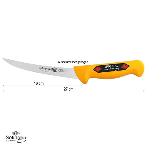 EIKASO Solingen 3-Teiliges Profi Messer Set geeignet als Metzgermesser, Fleischermesser, Schlachtermesser, Ausbeinmesser & Kochmesser aus Molybdänstahl 1.4116 für Profis und Privat (Gelb) – Bild 6