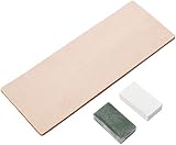 BearMoo Leather Honing Strop with Green White Compound, Sharpening Knives Chisel Tools, 3 x 8 Inch Double-Sided