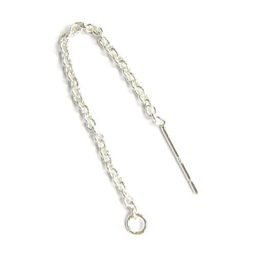 4 pcs/2 pairs .925 Sterling Silver Thread Earwires 2.5' Dangle Earring Connector/Findings/Bright