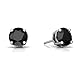 4mm Genuine Black Onyx Round Stud Earrings .925 Sterling Silver