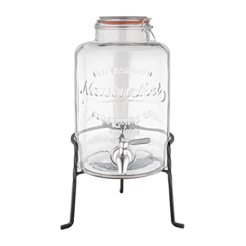 Olympia Nantucket Drink Dispenser with Wire Stand, Glass, 8.5Ltr