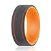 ROQ Silicone Rubber Wedding Ring for Men, Comfort Fit, Men's Wedding Band, Breathable Rubber Engagement Band, 9mm Wide 2mm Thick, 2 Thin Lines Duo Collection, 3 Pack, Blue-Black, Orange-Grey, Red-Black, Size 12