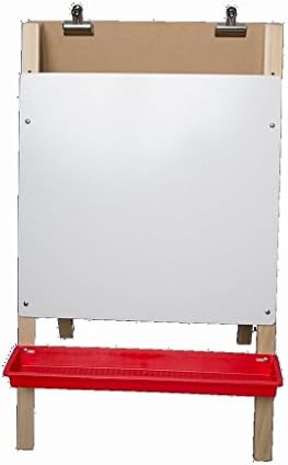 Two-Sided Folding Adjustable Height Pre-School Easel - Whiteboard &amp; Hardboard with 2 Trays and Clips (H40 x W24ins)