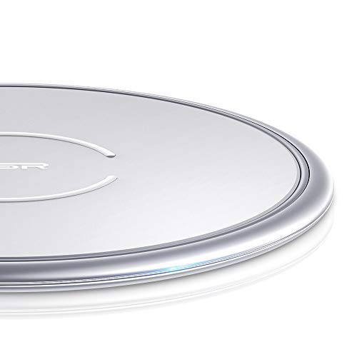 ESR Wireless Charger, Metal Frame Ultra-Thin Fast Charging Pad, 7.5W Compatible iPhone 11/11 Pro/11 Pro Max/XR/XS, 10W Fast Charging Galaxy S10/S10+/S10e/Note10, Google Pixel 3(No AC Adapter), Silver