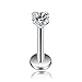 Areke Women's Stainless Steel Cubic Zirconia Piercing Unisex Labret Small Lip Ring/ Tragus/ Helix Earrings Color White
