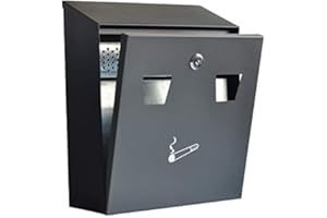 Masmartox Wall-Mounted Cigarette Disposal Tower - Commercial Ashtray - Black (Larege)