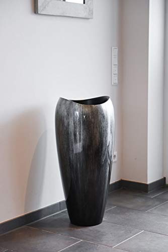 VIVANNO Pflanzkübel Pflanzgefäß Vase Kübel exklusiv Deluxe Schwarz, Silber Hochglanz – Bild 6