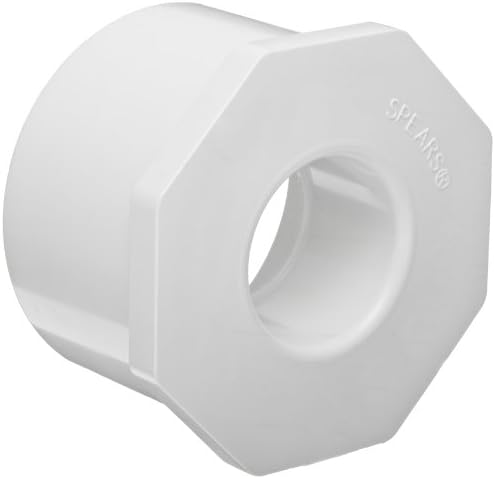 Spears 437 Series PVC Pipe Fitting, Bushing, Schedule 40, White, 1" Spigot x 1/2" Socket