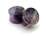 Amethyst Stone Plugs - 1/2 Inch - 12mm - Sold As a Pair