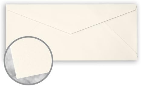 CRANE'S CREST Natural White Envelopes - No. 10 V-Flap (4 1/8 x 9 1/2) 28 lb Writing Wove 100% Cotton Watermarked 500 per Box