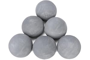 UNIFLASY Ceramic Fire Balls, 5 Inch Set of 6 Fire Stones for Indoor & Outdoor Fire Pits or Gas Fireplaces, Reusable Decorative Landscaping and Fireplaces Accessories, Grey