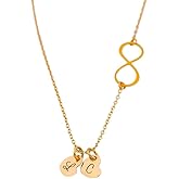 HotMixCold Customized Infinity Necklace and Tiny Initial Pendant Heart Charm, Personalized Jewelry