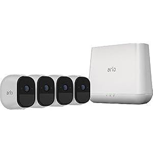 arlo Pro VMS4430 Indoor/Outdoor HD Wire-Free Security System with 4 Cameras (White) (VMS4430-100NAR) (Renewed)