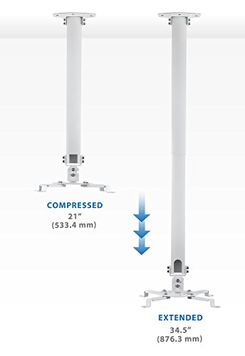 Mount-It! Ceiling Projector Mount Height Adjustable Universal Stand Fits Epson Optoma Benq Viewsonic Projectors, 30 Lbs Capacity (Long)