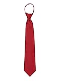 Jacob Alexander Solid Color Boy's Pretied 14" Zipper Tie - Crimson Red