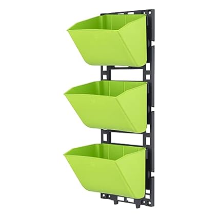 Madhuli Gardencia Vertical Wall Garden Pot, Flower Planter, Hanging Planter, Gardening Planter, Outdoor Planter, Plant Pot, Home Decor Planter, Round Pot, Flower Pot, Decoration Pot (Pack of 3,Green)