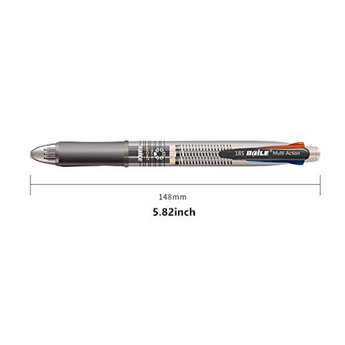 Ipienlee 4 + 1 Multifunctional Pens 4 Color 0.7 mm Ballpoint Multi Pen and 0.5 mm Mechanical Pencil in One Pen, Pack of 6 (4+1)