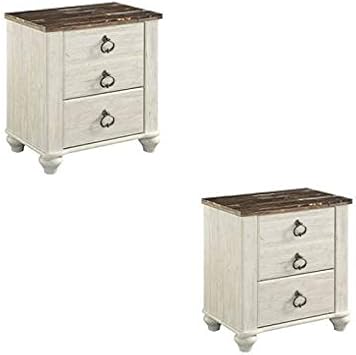 Amazon Com Home Square Set Of 2 Rustic Nightstand In Two Tone