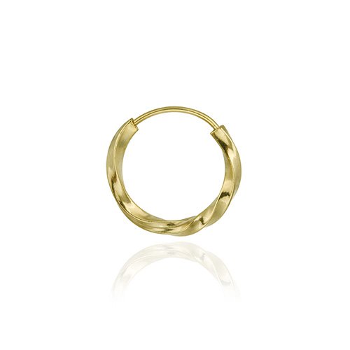 Gold Tone over Sterling Silver 14mm Twist Hoop Men's Earring (Single)