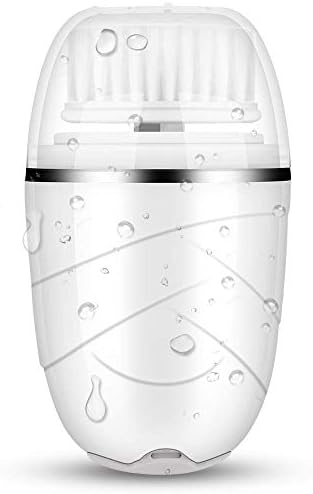 BEENLE Sonic Facial Cleansing Brush - 2 Modes with 3 Brush Heads, Waterproof, Smart Timer, for Face Cleaning, Exfoliating and Massaging, Egg Shape, White