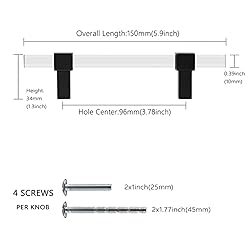 Peaha 10 Pack Black Cabinet Pulls Acrylic Drawer