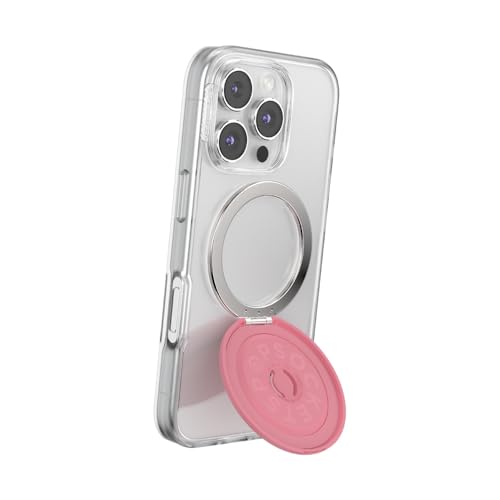 PopSockets Kick-Out Grip für MagSafe, Verstellbarer Ständer für Hoch- oder Querformat, Magnetischer Halter, Pink - Putty