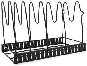 Hoople Pan and Pot Lid Organizer Rack for Kitchen, Counter, Cabinet, Pantry, Drying Rack with 5 Adjustable Compartments will also Fit Cast Iron, Cutting Boards, Bake Ware, Cookie Sheets (Yellow)