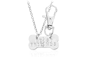 Best Friend Puzzle Keychain Bone Necklace Keychain Matching Dog Bone Engraved Pendant Set Alloy, Silver