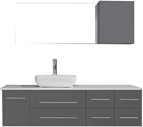 Virtu UM-3050-S-GR Justine Single Bathroom Vanity Cabinet Set, 59", Grey