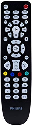 Philips Universal Remote Control, Backlit, For Samsung, Vizio, LG, Sony, Sharp, Roku, Apple TV, RCA, Panasonic, Smart TVs, Streaming Players, Blu-ray, DVD, Simple Setup, 6-Device, Black, SRP9368D/27