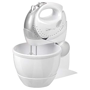 Clatronic HMS 2739 – Batidora amasadora y batidora de mano, 5 velocidades + turbo, recipiente giratorio, 250 W, color blanco