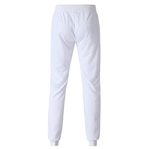 Hunzed Men【Printed sports trousers】Casual Autumn Winter Printed Hip Hop Sports Trousers Pants Jogger Sweatpant (XL, White)