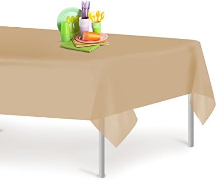 Grandipity Beige Plastic Table Cloth Disposable (6 Pk) 54in x 108in Plastic Tablecloths for Rectangle Tables - Premium Party Table Cloths Disposable for 6ft to 8ft Rectangle Tables