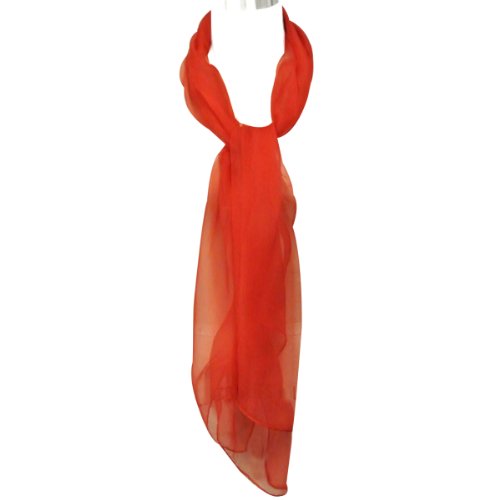 Wrapables Solid Color 100% Silk Long Scarf, Red