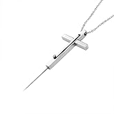 Self Defense Cross Necklace, 21 inch Chain, Stainless Steel Hidden Protection Tool with Safety Lock