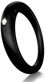 Black Silicone with .02ct Diamond Stackable Ring 6