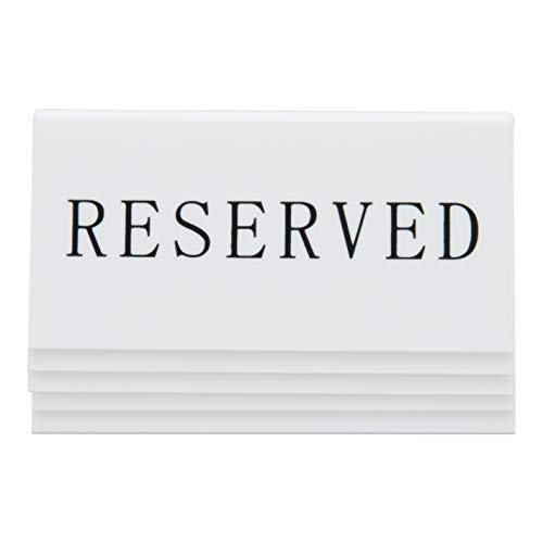 SECURIT - Set da 5 Segnatavolo Riservato - Per Caffè, Ristoranti, Bar - Reserved - Scritta in Inglese - 5x10x4,5cm - Colore Bianco