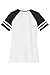 Joe's USA Ladies Distressed Retro V-Neck T-Shirt-M-White Black