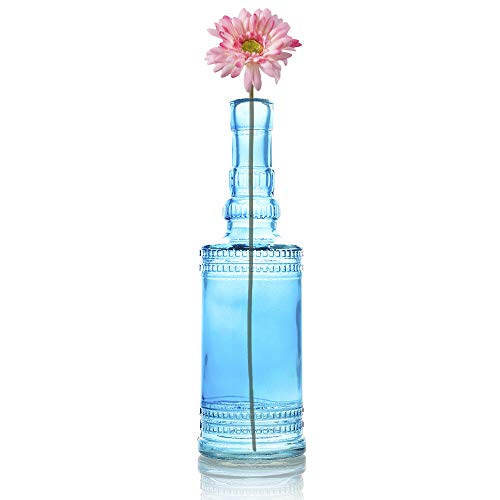 Quasimoon PaperLanternStore.com Bulk Pack (3) Camila Turquoise Vintage Glass Bottle Wedding Flower Vase