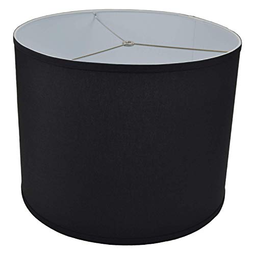 FenchelShades.com 18" Top Diameter x 18" Bottom Diameter 14" Height Cylinder Drum Lampshade USA Made (Linen Black)